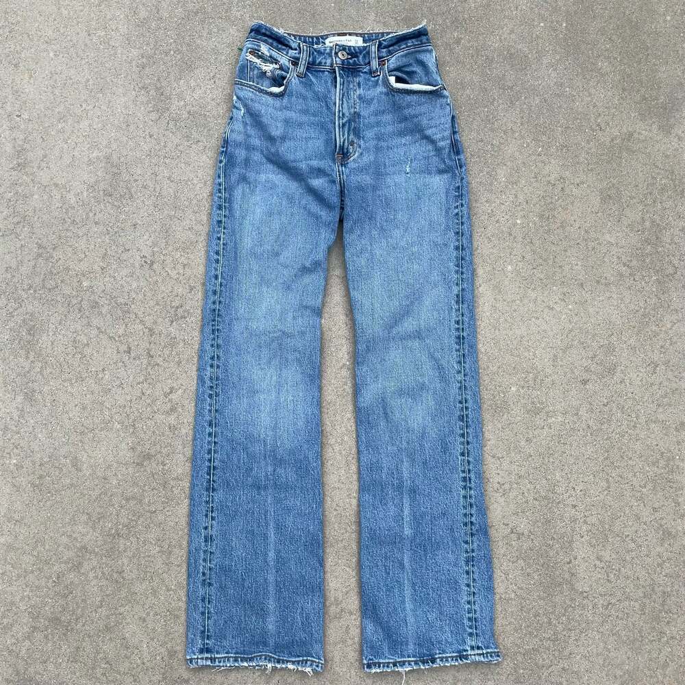 Abercrombie & Fitch 90s Relaxed Jean High Rise Distressed Medium Wash Size 24 00